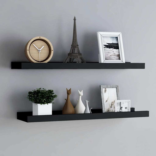 vidaXL Picture Frame Ledge Shelves 2 pcs Black 31.5"x3.5"x1.2" MDF