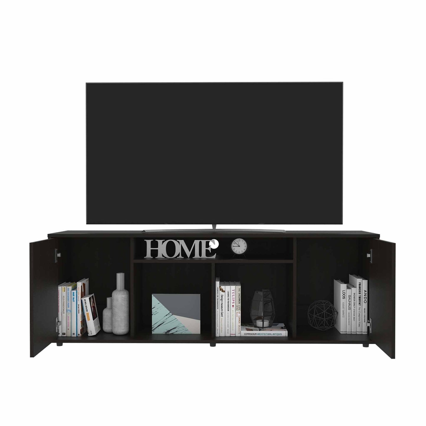 59" Black Open shelving TV Stand