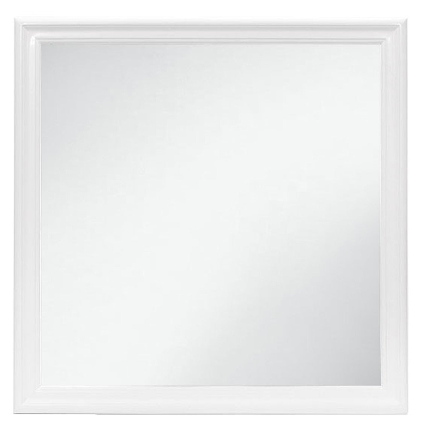 38" White Square Wood Framed Accent Mirror