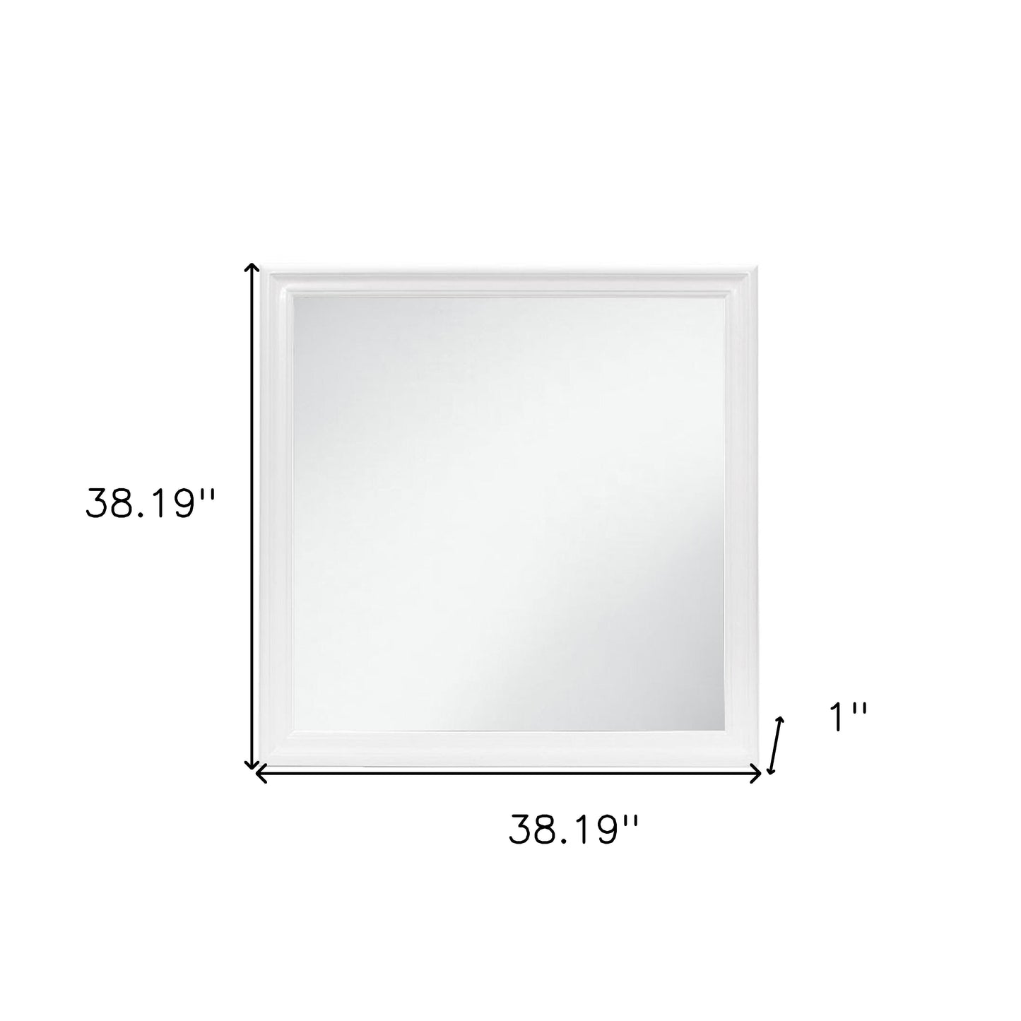 38" White Square Wood Framed Accent Mirror