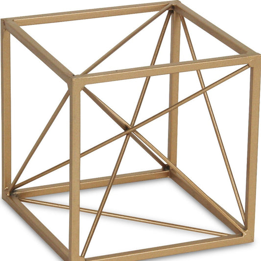 6" Gold Metal Cube Sculpture