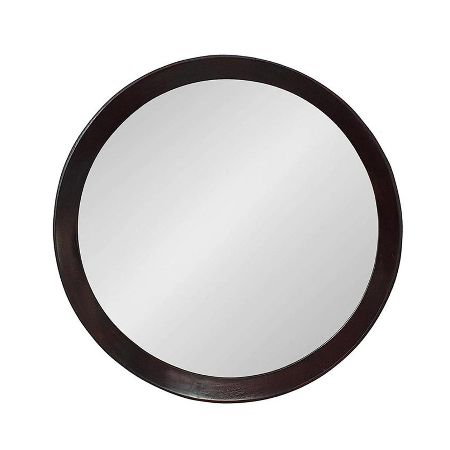 20" Dark Brown Round Wood Framed Accent Mirror