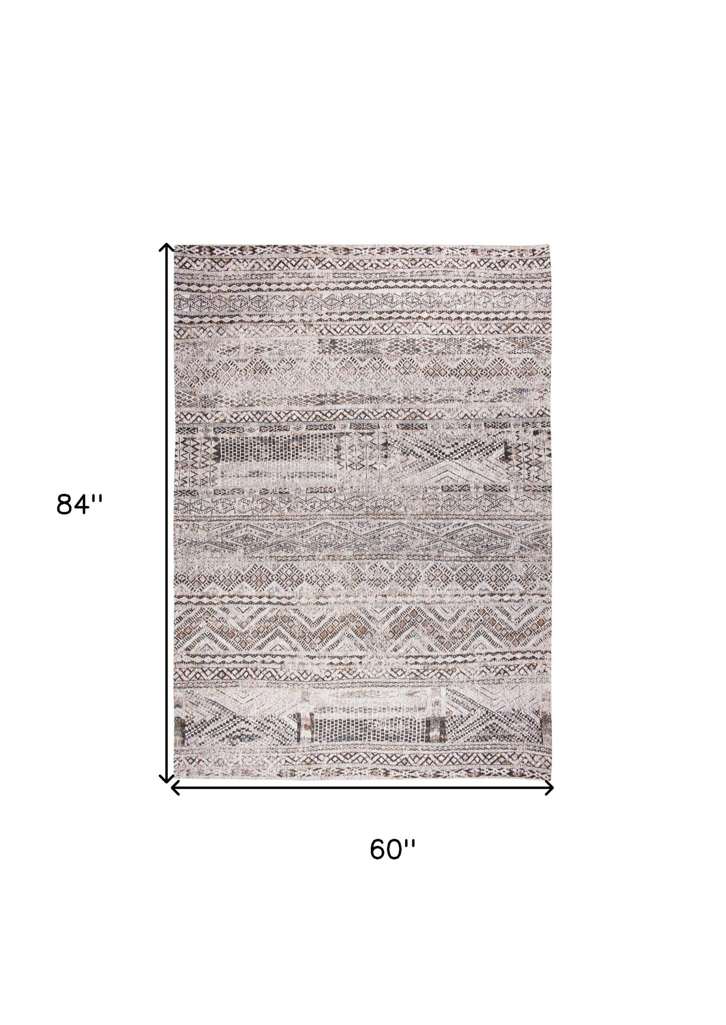 6' X 8' Gray and White Oriental Non Skid Area Rug