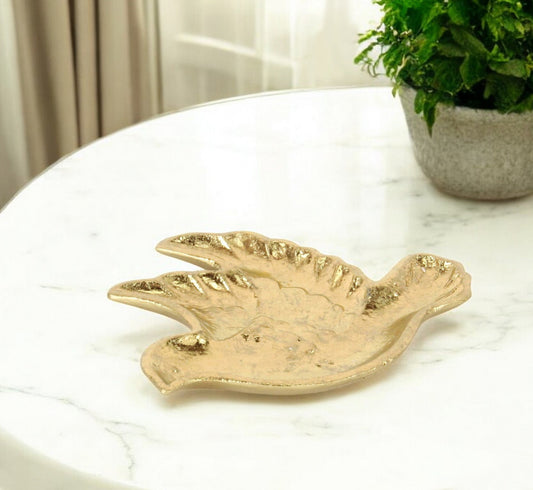 7" Gold Cast Iron Dove Handmade Trinket Tray