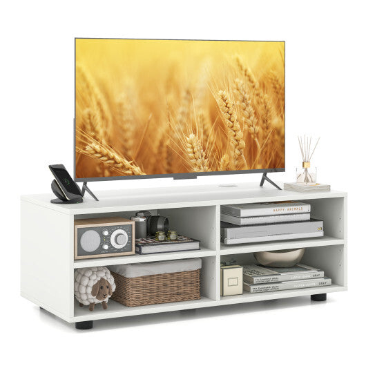 TV Console Table with Adjustable Shelves and Cable Management Hole for TV up to 40 Inch-White