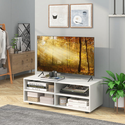 TV Console Table with Adjustable Shelves and Cable Management Hole for TV up to 40 Inch-White