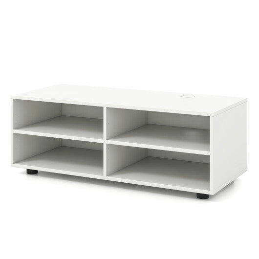 TV Console Table with Adjustable Shelves and Cable Management Hole for TV up to 40 Inch-White